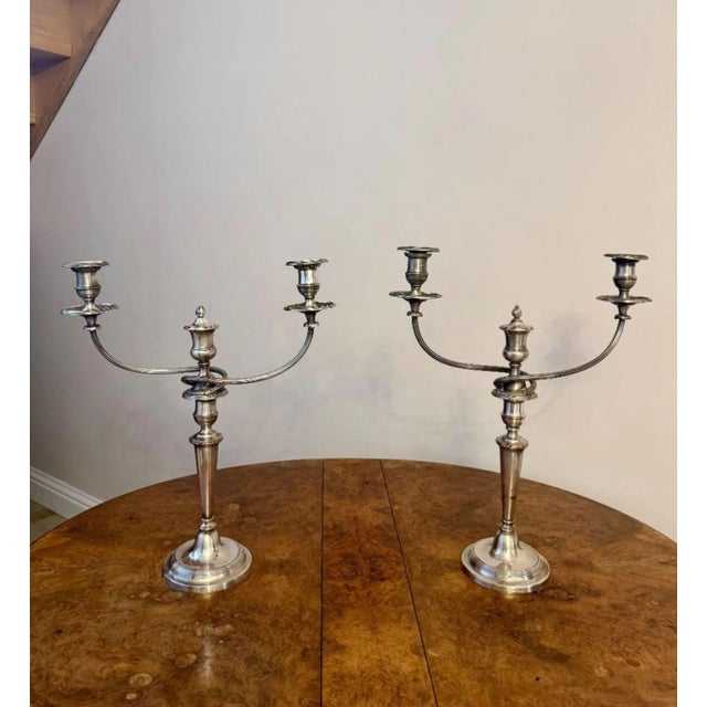Antique Victorian Silver Plated Candelabras, 1860, Set of 2 For Sale - Image 7 of 8