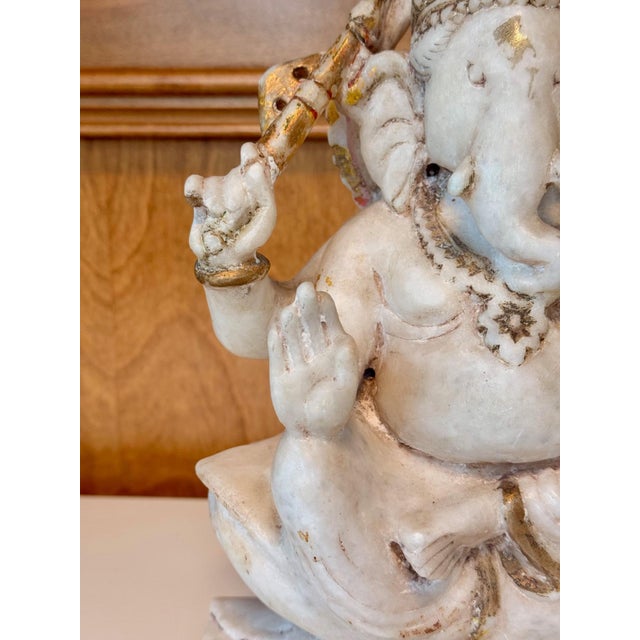 Indian Antique Carved Marble Ganesh Statue For Sale - Image 10 of 16