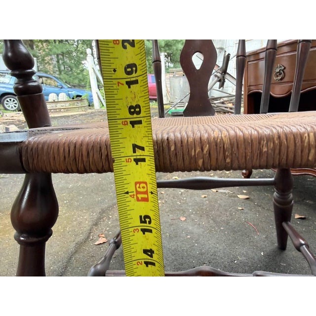 Vintage Windsor-Style Hoop-Back Rush Seat Armchair For Sale - Image 13 of 15