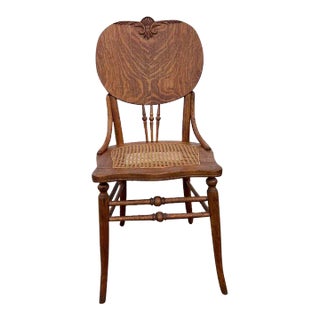 19th Century Art Nouveau Style Tiger Oak Bentwood Carved Side Chair For Sale