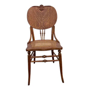 19th Century Tiger Oak Bentwood Carved Side Chair
