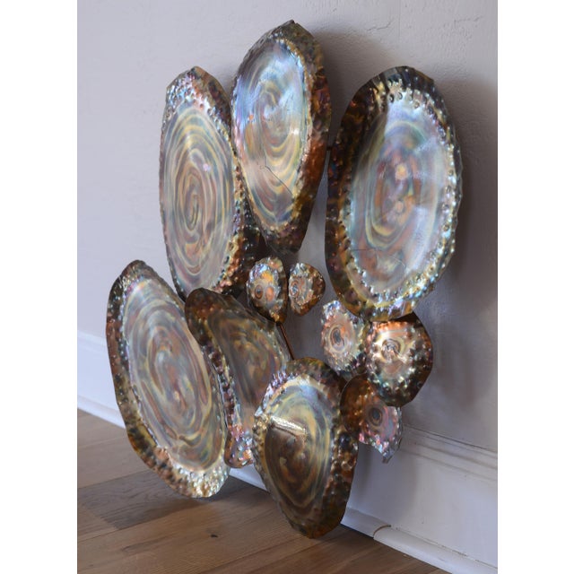Mid-Century Modern Mid Century Abalone Shells Metal Wall Sculpture For Sale - Image 3 of 9
