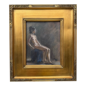 American Impressionist Oil Painting of a Seated Female Nude by Catherine Winslow