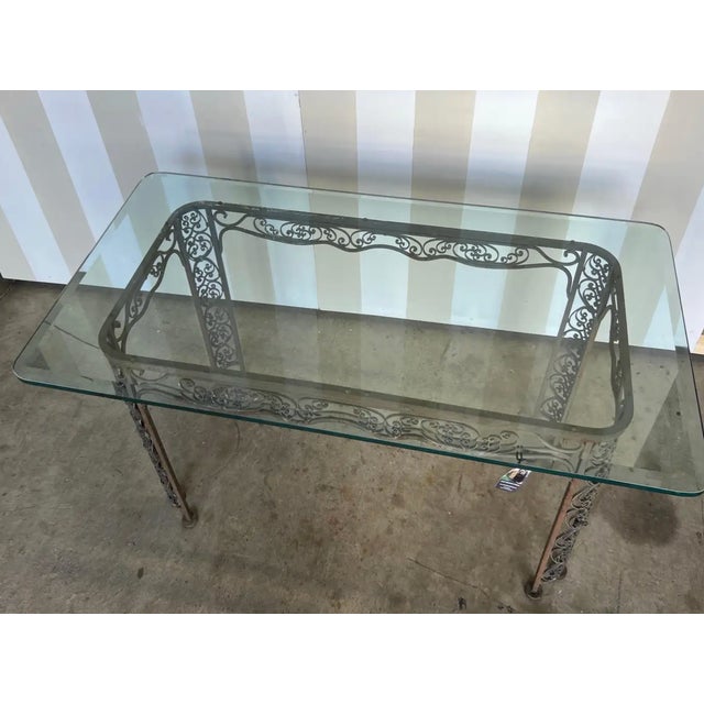 Early 20th Century Glass Top Iron Table For Sale - Image 4 of 10