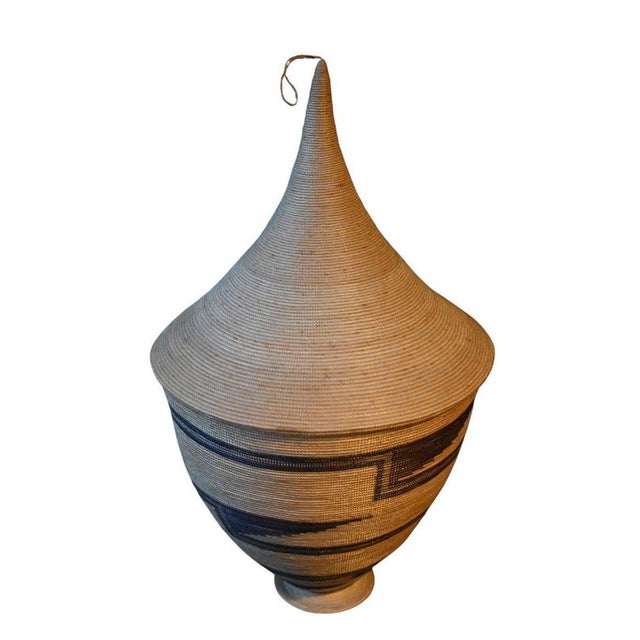 Igiseke Tutsi Basket with Lid on Stand, Rwanda / Burundi, Early 20th Century For Sale - Image 3 of 8