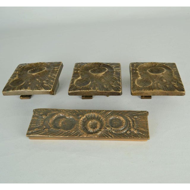 Push Pull Door Handles and Letterbox with Crater Relief, 1970s, Set of 4 For Sale - Image 9 of 10
