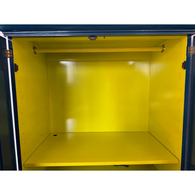 Teal Refinished Vintage Teal Lacquer Armoire For Sale - Image 8 of 10