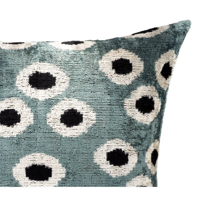 Contemporary Orbs Silk Velvet Ikat Pillow Cover, 20 X 20 For Sale - Image 3 of 5