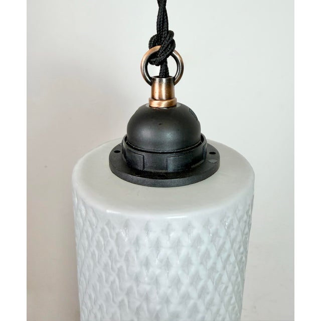 Industrial Vintage Glass Ceiling Light, 1970s For Sale - Image 3 of 13