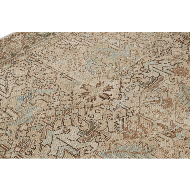 Vintage Turkish Rug in Beige-Brown and Blue Geometric Patterns, From Rug & Kilim For Sale In New York - Image 6 of 7