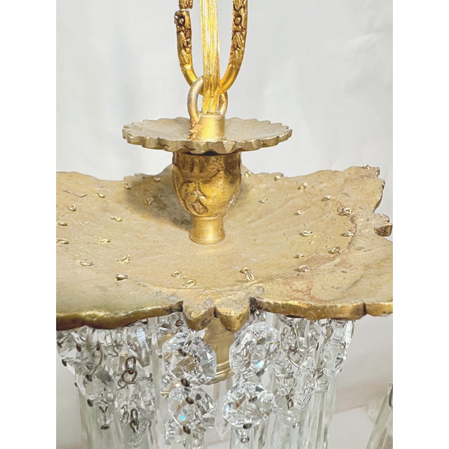 1950s Vintage Italian Brass Upside Down Layered Cake Chandelier For Sale - Image 5 of 8