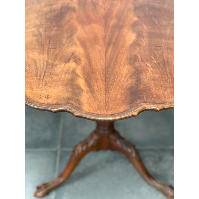 Wood Vintage Tilted Piecrust Table Ball Claw Feet For Sale - Image 7 of 9