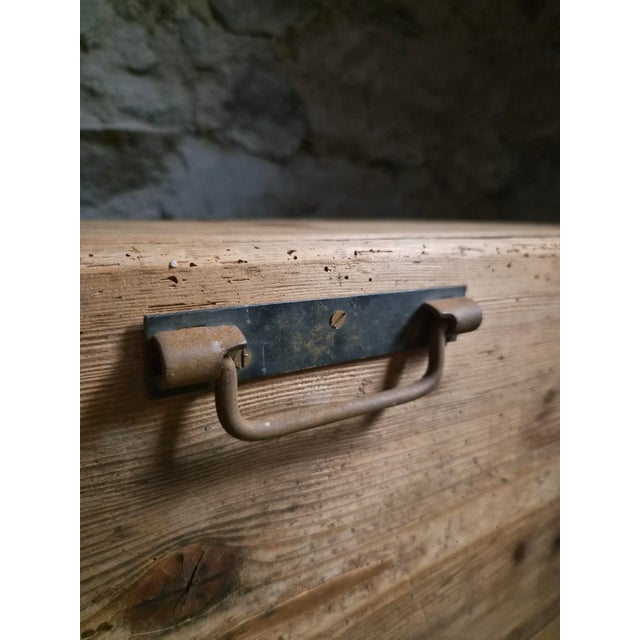 Antique French Industrial Pine Storage Bench, 1890s For Sale - Image 13 of 18
