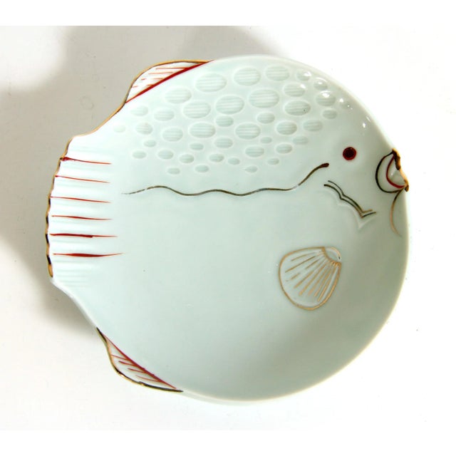 Celadon Vintage Mid Century Japanese Fugu Fish Lunch / Sushi Plate For Sale - Image 8 of 8