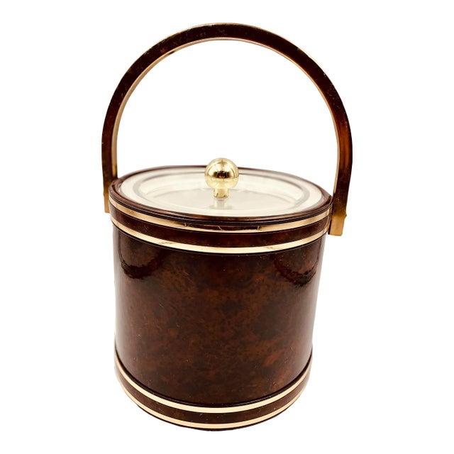 Vintage Georges Briard "Wood Grain" Pattern Ice Bucket For Sale