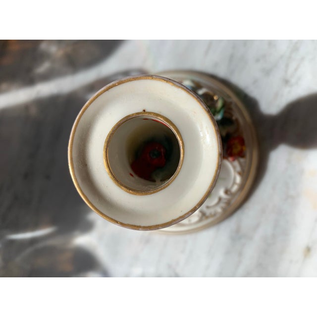 Antique Dresden Porcelain Floral Candlestick Holders a Pair For Sale - Image 9 of 12