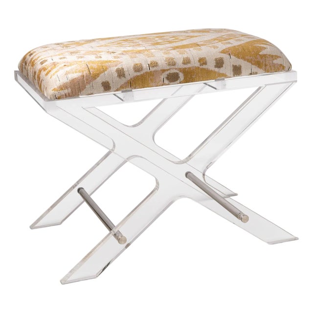 Delano Nickel Salazar Lucite X-Bench For Sale