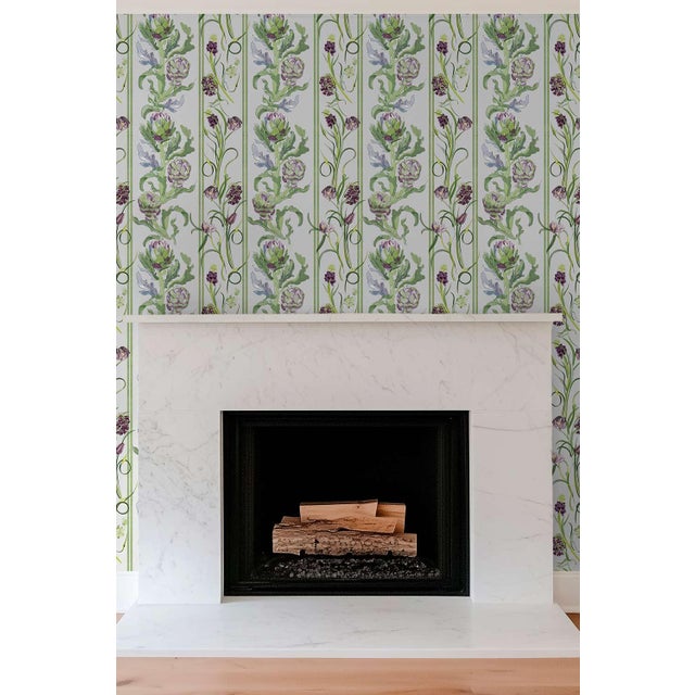 Artichoke Stem Stripe Grasscloth Wallpaper by House Party | Terra Verde | 8 Yards For Sale - Image 9 of 11