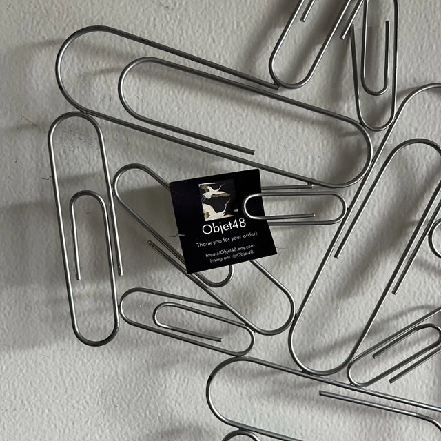 1980s Vintage 1980s Metal Paper Clip Wall Sculpture Photo Holder For Sale - Image 5 of 8