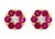 3 Carat Ruby & Diamond Floral Cluster Flower Stud Earrings 14 Karat Yellow Gold For Sale - Image 9 of 18