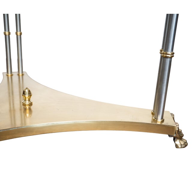 Chrome French Modern Round Occasional Table of Brushed Chrome and Brass - Maison Jansen For Sale - Image 8 of 11