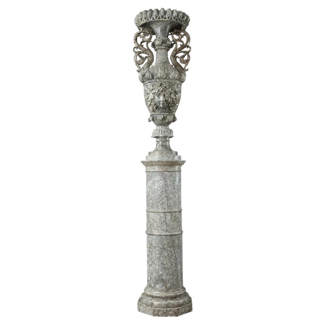 Large Louis-Philippe Alabaster Pedestal with Urn For Sale