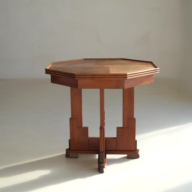 Amsterdam School Expressionist Table with Octagonal Top, Netherlands, 1920s For Sale - Image 6 of 17