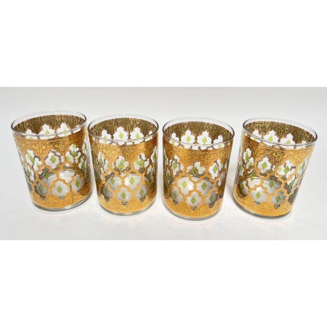 Vintage Set of 4 Old Fashioned Valencia by Culver With 22-Karat Gold For Sale - Image 10 of 12