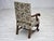 Scandinavian Highback Armchair in Patterned Fabric and Hand-Carved Oak, 1950s For Sale - Image 9 of 18