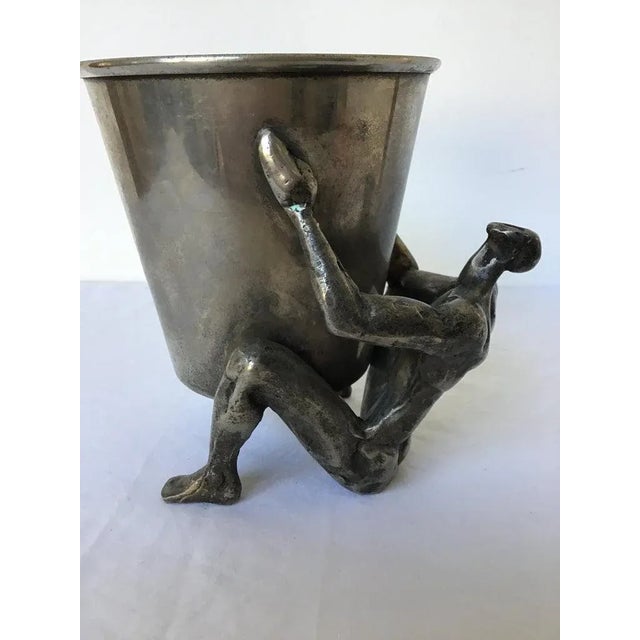 1970s 1970s Silver Plate Man Holding Vessel For Sale - Image 5 of 12
