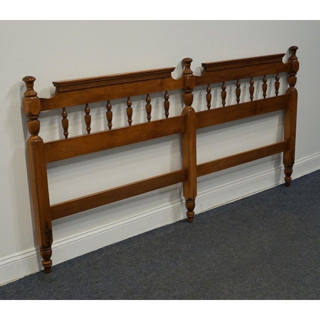 High End Solid Hard Rock Maple Colonial Early American Style King Size Spindle Headboard For Sale - Image 4 of 6