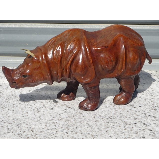 Vintage Leather Rhinoceros, India, 1950s For Sale - Image 14 of 14