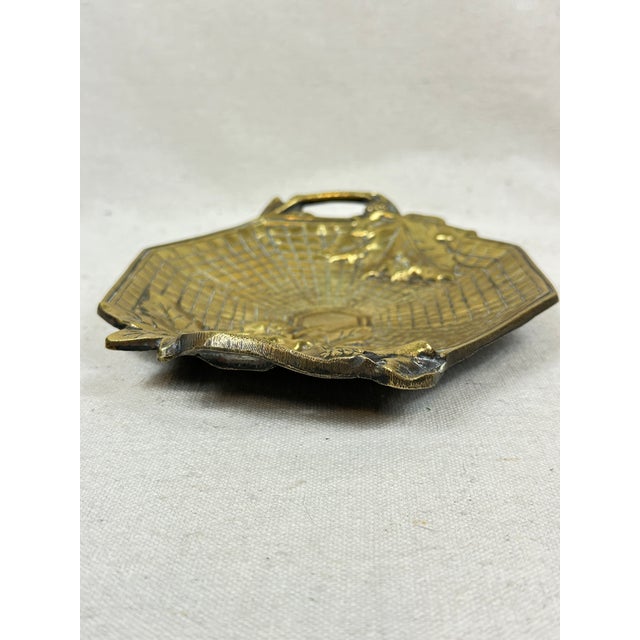 Art Nouveau Antique Brass Grape Leaf Tray For Sale - Image 3 of 8