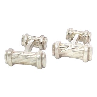 Late 20th Century Tiffany & Co Estate "Atlas" Cufflinks Sterling Silver 9.29 Grams, A Pair For Sale