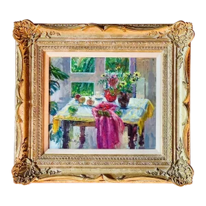 ‘Still Life on Kitchen Table’, Oil on Board by British Artist Patricia Algar