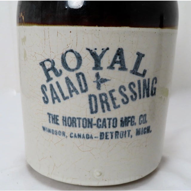 Early 20th Century Antique American Stoneware Blue Decorated Salad Dressing Advertising Jug For Sale - Image 5 of 13