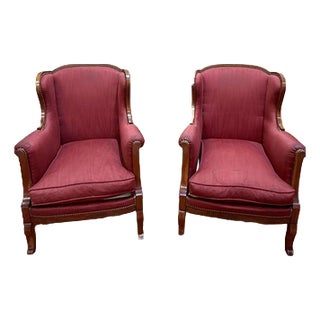 English-Style Bergère Armchairs, Set of 2 For Sale
