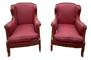 English-Style Bergère Armchairs, Set of 2
