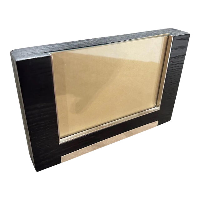 1980s Modern Sterling Silver and Ebonized Wood Picture Frame by Silvan For Sale