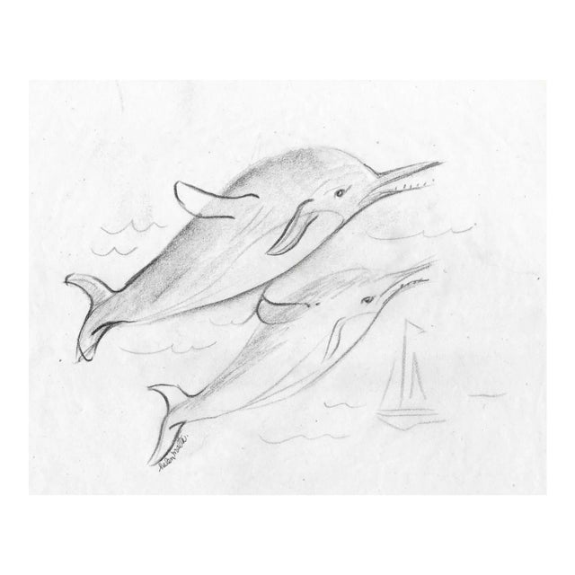 1930s Helen Malta Dolphin Drawing For Sale