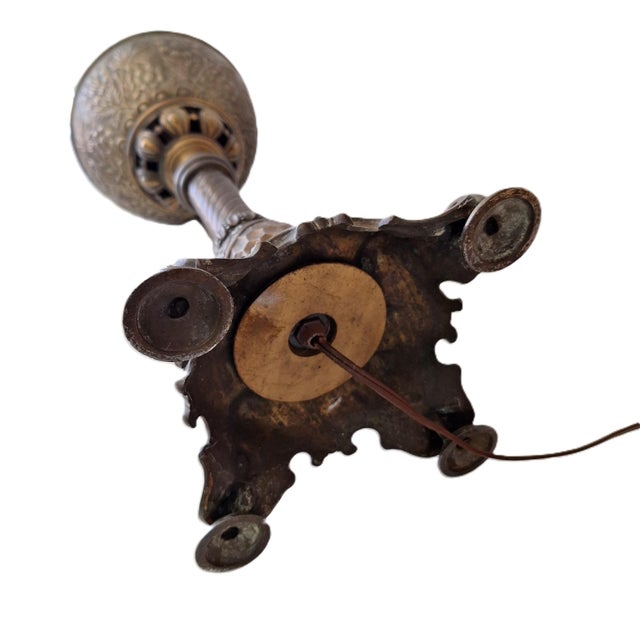 Antique Early 20th Century Victorian Hand Painted Large Parlor Lamp For Sale - Image 12 of 17