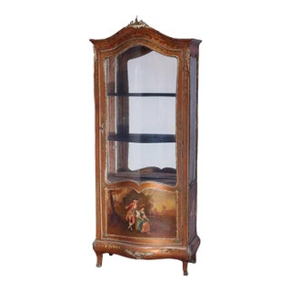 French Louis XIV Style Vernis Martin Decorated Vitrine With Ormolu C1890 For Sale