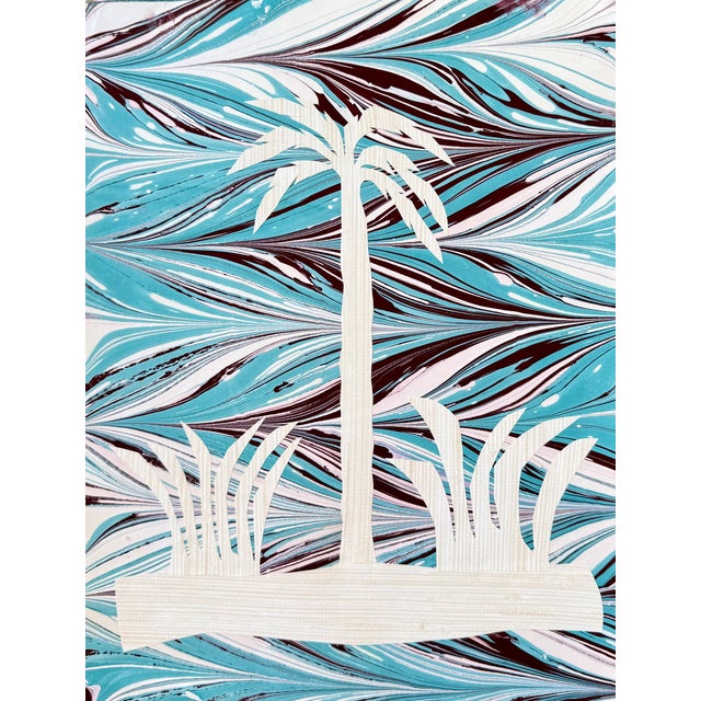 Marbleized Palm Abstract Collage For Sale