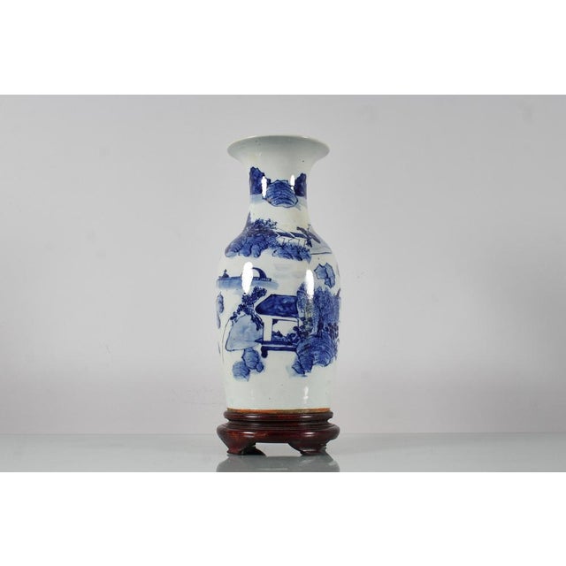 Asian Blue and White Porcelain Vase, 1880 For Sale - Image 4 of 16