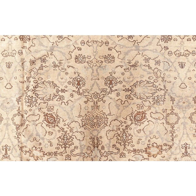 Persian 19th Century Persian Tabriz Brown and Beige Handwoven Wool Rug For Sale - Image 3 of 10