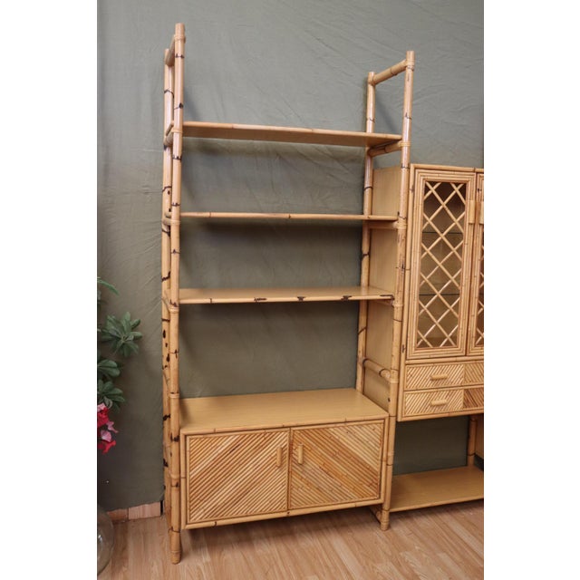 Large Italian Rattan and Bamboo Bookcase, 1960s For Sale - Image 6 of 11