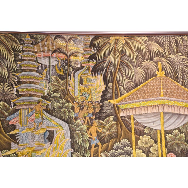 Vintage Large Balinese Painting on Silk from Ubud Bali For Sale - Image 12 of 13