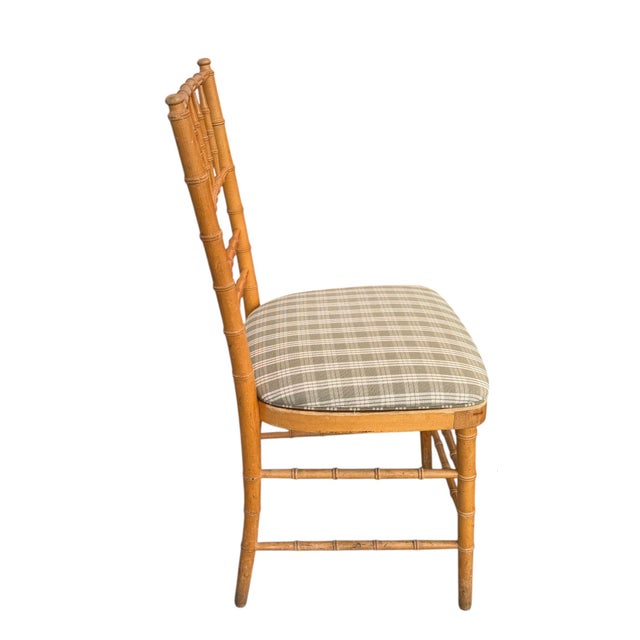 Mid-Century Modern Set of 2 Vintage Swedish Beechwood Faux Bamboo Side or Dining Chairs For Sale - Image 3 of 4