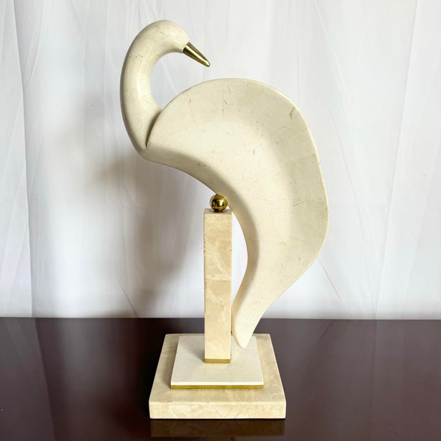 1990s Postmodern Tessellated Stone and Brass Mainland Smith Bird Sculpture For Sale - Image 5 of 8