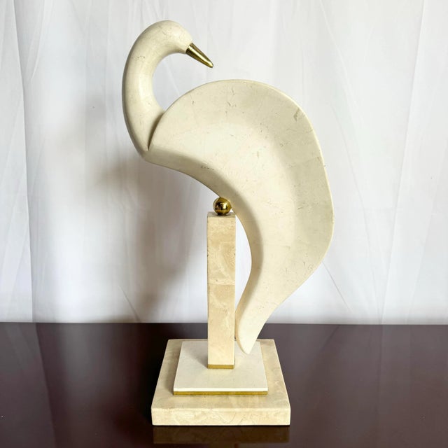 1990s Postmodern Tessellated Stone and Brass Maitland Smith Bird Sculpture For Sale - Image 5 of 8